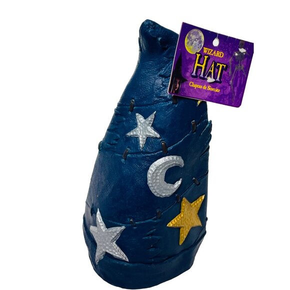 Wizard Hat Blue Stars & Moon Rubber Paper Magic Group Ages 5+ Halloween Vintage - Picture 14 of 14